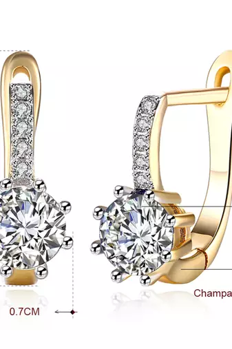 18k crystal solitaire clutch back hoop earrings for women