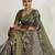Olive floral embroidered tissue saree