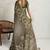 Olive floral embroidered tissue saree