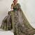 Olive floral embroidered tissue saree