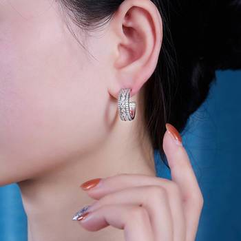 White fancy half hoop earrings cz studded festive casual wear jewelry 1