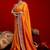 Orange embellished zari silk blend heavy work saree