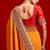 Orange embellished zari silk blend heavy work saree
