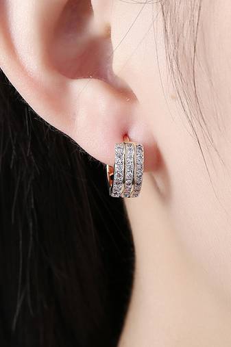 Fancy hoop earrings cz studded festive casual wear jewelry for women