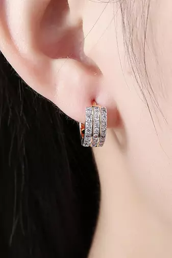 Fancy hoop earrings cz studded festive casual wear jewelry for women