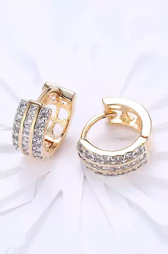 Fancy hoop earrings cz studded festive casual wear jewelry for women