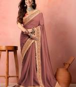 Rose ethnic motifs zari art silk heavy work saree