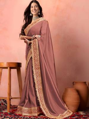 Rose ethnic motifs zari art silk heavy work saree 2