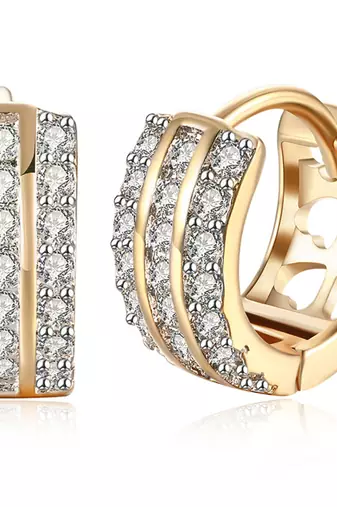 Fancy hoop earrings cz studded festive casual wear jewelry for women