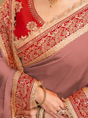 Rose ethnic motifs zari art silk heavy work saree 4