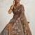 Brown floral sequinned tissue saree