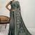 Teal floral printed sequinned tissue kanjeevaram saree