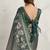 Teal floral printed sequinned tissue kanjeevaram saree