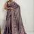 Purple floral printed zari border saree