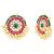 Rani pink green kundan & lariya studded round stud earrings jewelry