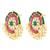 Rani pink green kundan & lariya studded round stud earrings jewelry