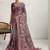 Purple women floral printed aari work tissue saree