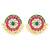 Rani pink green kundan & lariya studded round stud earrings jewelry