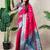 Pink woven design zari silk blend handloom kanjeevaram saree