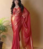 Red satin saree