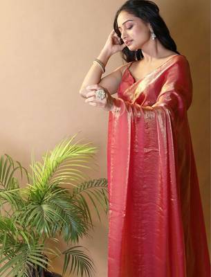 Red satin saree 2