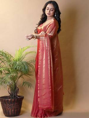 Red satin saree 3