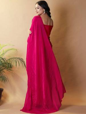 Magenta satin saree 3