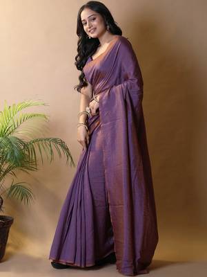 Purple irsia solid shimmer georgette silk party wear sarees 2