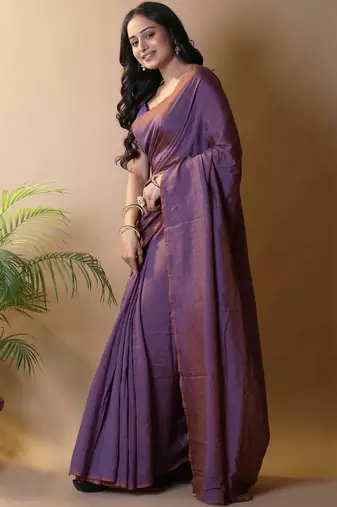 Purple irsia solid shimmer georgette silk party wear sarees