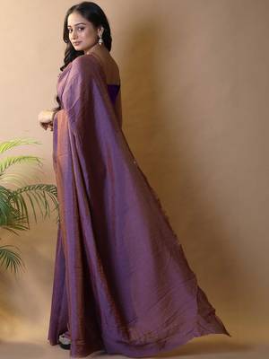 Purple irsia solid shimmer georgette silk party wear sarees 3