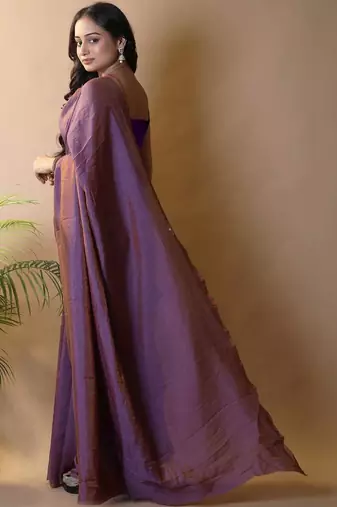 Purple irsia solid shimmer georgette silk party wear sarees