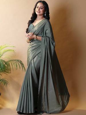 Olive silk blend saree 2