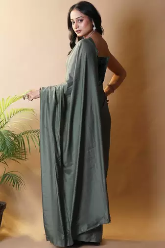 Olive silk blend saree