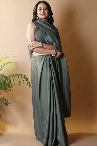 Olive silk blend saree