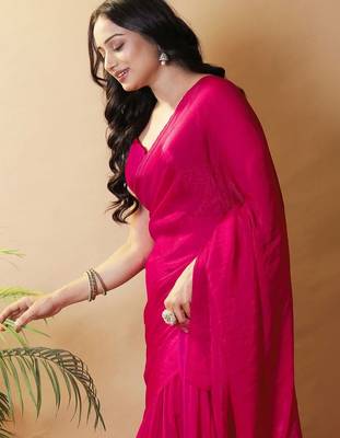 Magenta satin saree 2