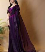 Purple satin saree