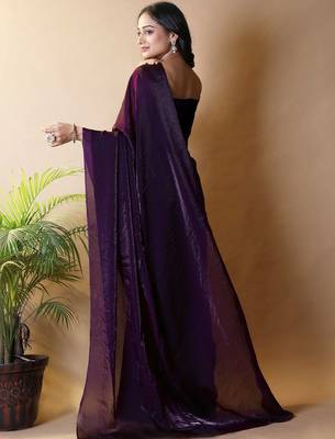Purple satin saree 3