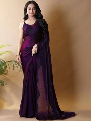 Purple satin saree 4