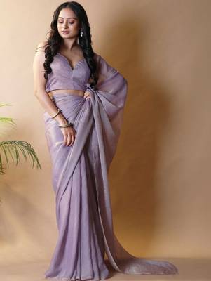 Lavender poly georgette saree 1