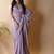 Lavender poly georgette saree