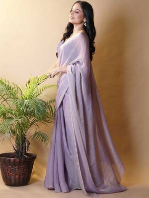 Lavender poly georgette saree 2