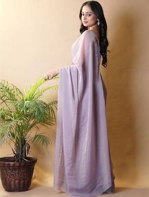 Lavender poly georgette saree 4