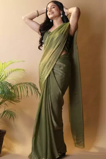 Olive poly georgette saree