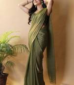 Olive poly georgette saree