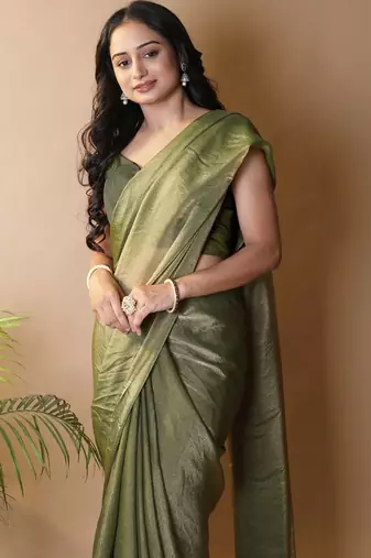 Olive poly georgette saree