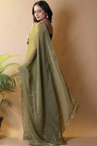 Olive poly georgette saree