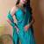 Teal solid shimmer georgette silk party wear sarees