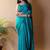 Teal solid shimmer georgette silk party wear sarees