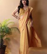 Yellow solid shimmer georgette silk party wear sarees