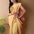 Yellow solid shimmer georgette silk party wear sarees